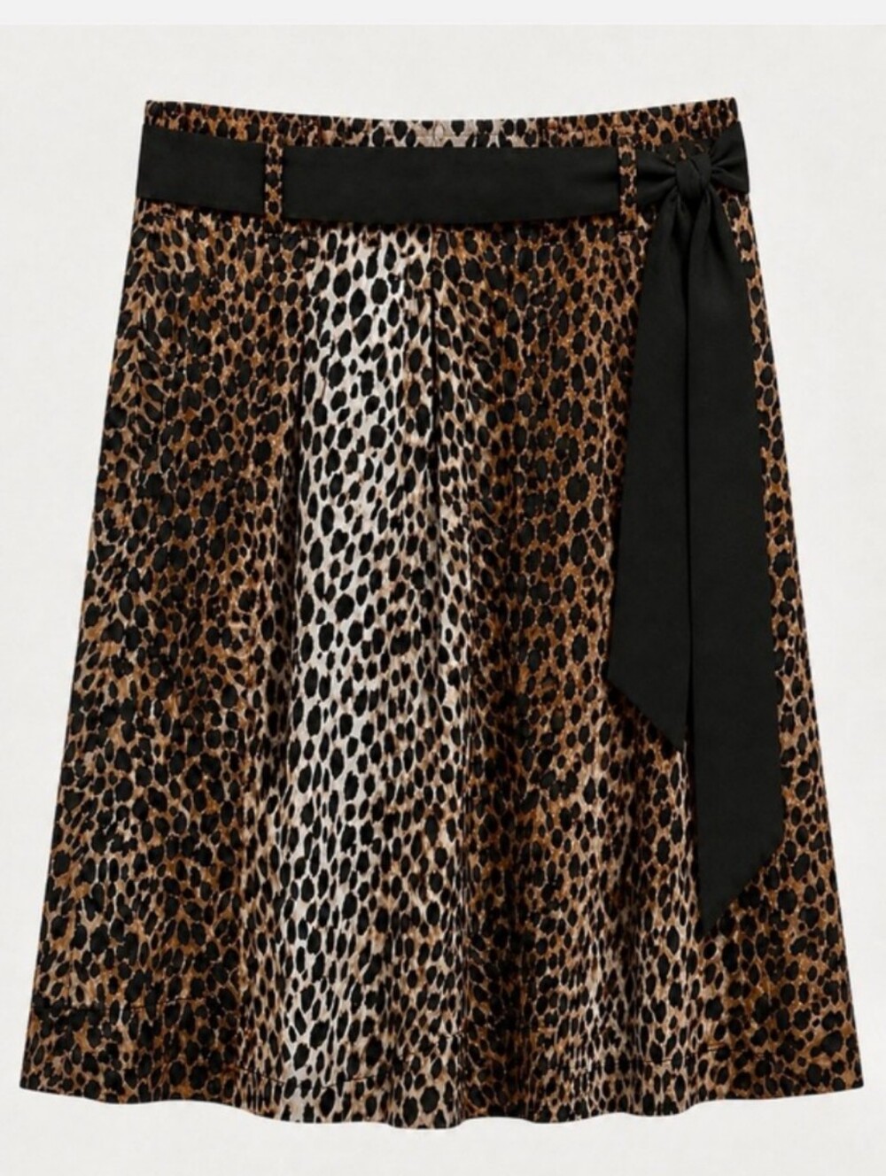 White House Black Market Leopard A-Line Skirt with Black Tie, Sz. 8